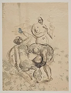 Komposition med tre nøgne kvinder by Vilhelm Lundstrøm