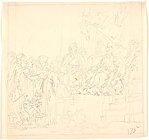 Kompositionsskitse: en orientalsk gesandtskabsmodtagelse by Bénoit Le Coffre