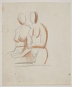 Kompositionsstudie med 2 nøgne kvinder by Vilhelm Lundstrøm