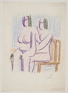 Kompositionsstudie med 2 siddende, nøgne kvinder by Vilhelm Lundstrøm