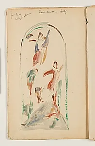 Kompositionsstudie med bl.a. to svævende engle by J.A. Jerichau (II)