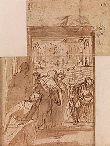 Kompositionsstudie til Besøgelsen by Federico Barocci