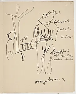 Kompositionstudie med farvenotater by J.A. Jerichau (II)