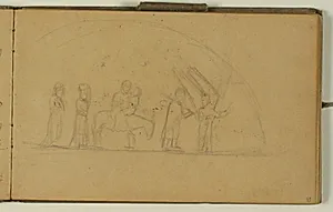 Kompositionsudkast til bibelsk scene. Flugten til Ægypten by Niels Larsen Stevns