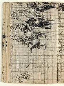 Kompositionsudkast til Blichers novelle "Vinhandleren og Herremanden", p. 208 - Afskeden ved Sæbygård, kvadreret by Niels Larsen Stevns