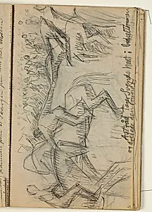 Kompositionsudkast til Knytlingesagaens fortælling om Knud den helliges udsendinge i Vendsyssel, Astråd og Svend, notat by Niels Larsen Stevns