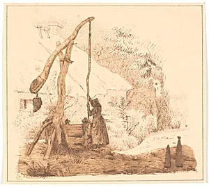 Kone ved vippebrønd