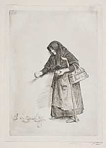 Konen med spurvene by Carl Bloch