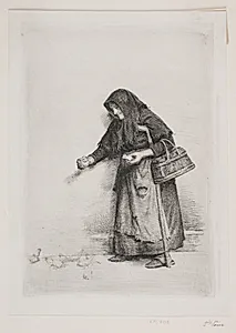 Konen med spurvene by Carl Bloch