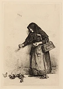 Konen med spurvene by Carl Bloch