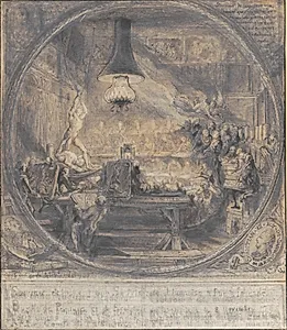 Kong Christian VII's besøg på Det kgl. franske Kunstakademi i Paris, 8. nov. 1768 by Gabriel de Saint-Aubin