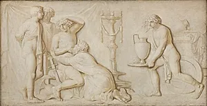 Kong Priamos bønfalder Achilleus om Hectors lig by Nicolai Abildgaard