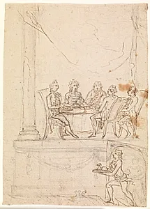 Kongefamilien ved et taffel på Hirschholm Slot 29. september 1771