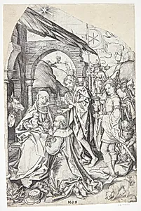Kongernes tilbedelse by Martin Schongauer