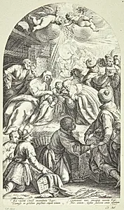 Kongernes tilbedelse by Jacob Matham