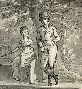 Konverserende dame og herre under træ by C.W. Eckersberg