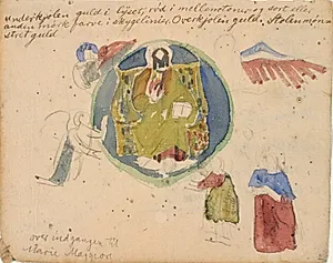 Kopi efter oldkristne mosaikker, samt farvenotater by Niels Larsen Stevns