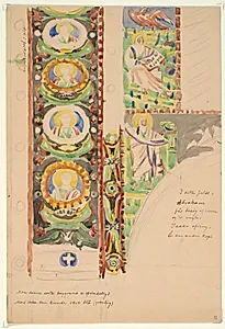 Kopi fra mosaikkerne i S. Vitale, Ravenna, samt notater by Niels Larsen Stevns