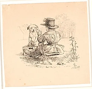 Køreturen. Illustration til Kaalunds "Fabler for Børn". Se kommentar fra arkkatalog. by Johan Thomas Lundbye