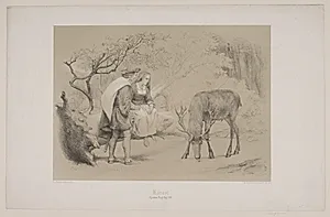 Korset, pag. 299, illustration til Christian Winthers "Hjortens Flugt" by Lorenz Frølich