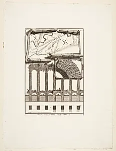 Kort over systemet af akvædukter, samt opstalt, plan og detaljer af akvædukten Acqua Giulia by Giovanni Battista Piranesi
