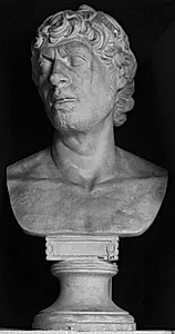 Kortskægget mand med tæt, lokket hår. Portræt af Marcus Iunius Brutus? by Ubekendt