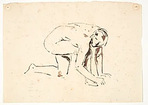 Kravlende kvindelig model