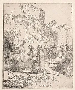 Kristus bæres til graven by Rembrandt van Rijn