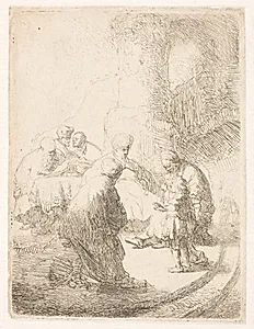 Kristus blandt de skriftkloge. Lille plade by Rembrandt van Rijn