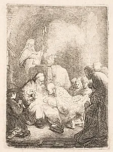 Kristus bliver omskåret. Lille plade by Rembrandt van Rijn