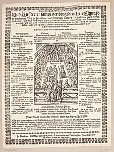 Kristus foran dommerne (Underschidliche Beschreibung der Personen und Richtern ... in gehaltene Rath zu Jerusalem) by Marx Anton Hannas