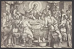 Kristus forudsiger Judas Iskariots forrådelse under den sidste nadver by Ubekendt
