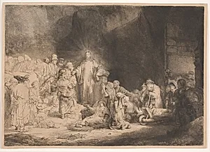 Kristus helbreder de syge. "Hundredgyldenbladet" by Rembrandt van Rijn