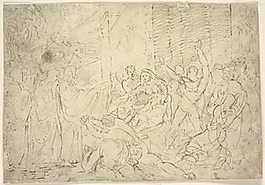 Kristus helbreder en syg eller Lazarus' opvækkelse by William Hilton