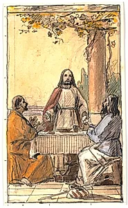Kristus og de to disciple i Emmaus by Martinus Rørbye