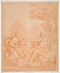 Kristus og den samaritanske kvinde ved brønden by Hendrik Krock