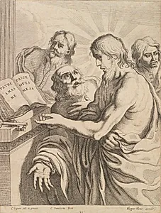 Kristus overrækker Peter nøglerne by Cornelis Danckerts I