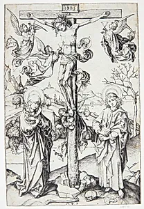 Kristus på korset med fire engle by Martin Schongauer