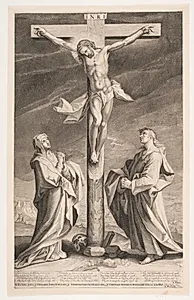 Kristus på korset mellem Maria og Johannes