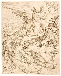 Kristus på Oliebjerget by Maarten van Heemskerck
