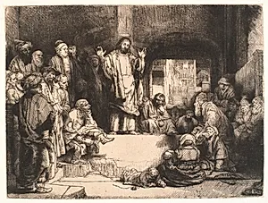 Kristus prædiker for folket ("La petite Tombe") by Rembrandt van Rijn