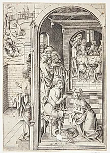 Kristus vasker disciplenes fødder by Israhel van Meckenem