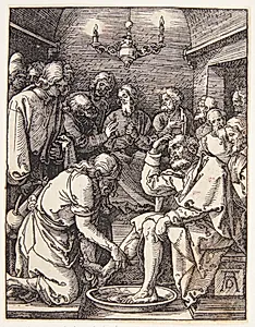 Kristus vasker Peters fødder by Albrecht Dürer