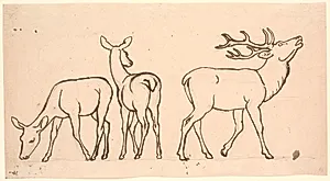 Kronhjorte og to hinde by P.C. Skovgaard