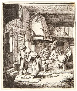 Krostue med bonde, der betaler sin regning by Adriaen van Ostade