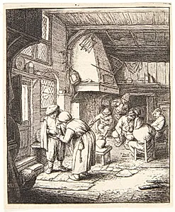 Krostue med bonde, der betaler sin regning by Adriaen van Ostade