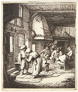 Krostue med bonde, der betaler sin regning by Adriaen van Ostade