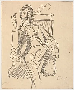 Kunsthistorikeren Carl V. Petersen, siddende, med cigar