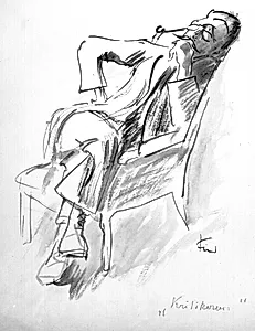 Kunsthistorikeren Carl V. Petersen siddende by Ludvig Find