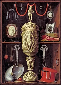 Kunstkammerskab med elfenbenspokal by Georg Hainz